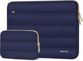MOSISO 17-17.3 inch Laptop Case, 17.3 inch Puffy Laptop Sleeve Compatible with Dell XPS/HP Pavilion/Ideapad/Acer/Alienware/HP Omen Notebook Computer, Polyester Horizontal Bag with Small Case,Navy Blue