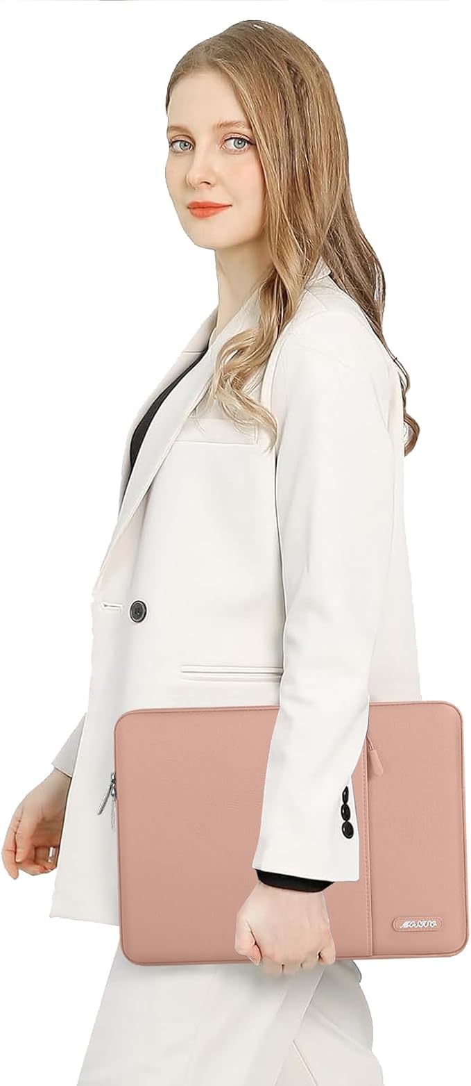 MOSISO Laptop Case 13 inch, 13 inch Laptop Sleeve Compatible with MacBook Air M4 M3 M2 M1 2025-2018 / Pro M2 M1 2025-2016, Polyester Vertical Computer Sleeve Bag with Pocket, Salmon Pink