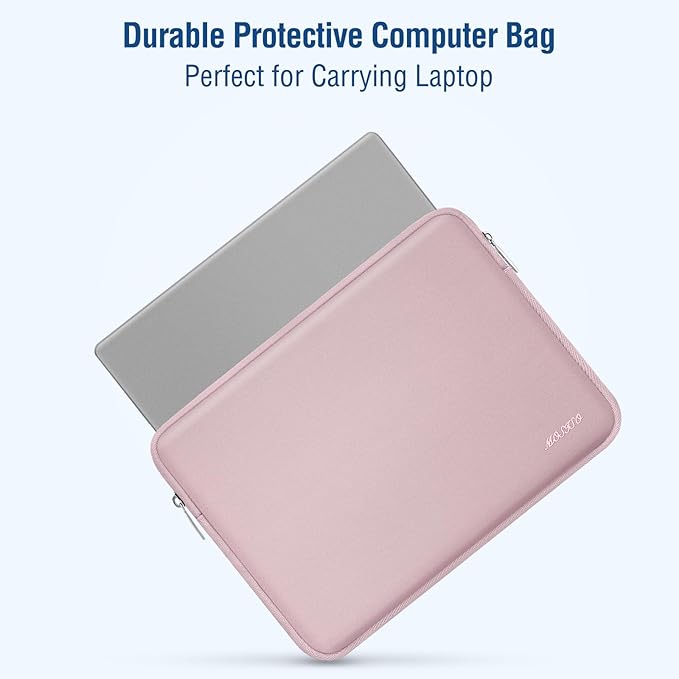 MOSISO Laptop Case 16 inch, 15-15.6 inch Laptop Sleeve Bag Compatible with MacBook Pro 16 inch, HP, Acer, Dell, Lenovo, ASUS Notebook, Neoprene Computer Sleeve Bag with Small Case, Baby Pink