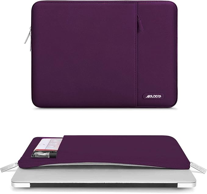 MOSISO Laptop Case 16 inch, 15-15.6 inch Laptop Sleeve Compatible with MacBook Pro 16 M4 M3 M2 M1, HP Acer Dell Lenovo ASUS Notebook, Polyester Vertical Computer Sleeve Bag with Pocket, Magenta Purple