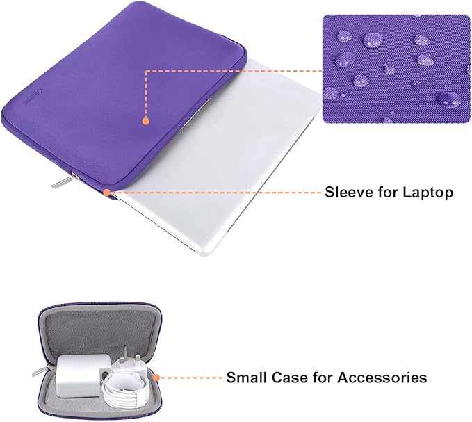 MOSISO Laptop Case 13.3 inch, 13-13.3 inch Laptop Sleeve Bag Compatible with MacBook Air/Pro 13 / Pro 14, HP Dell ASUS Lenovo Notebook, Neoprene Computer Sleeve Bag with Small Case, Ultra Violet