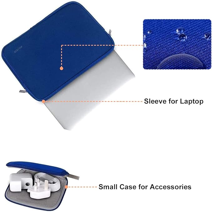 MOSISO Laptop Case 13.3 inch, 13-13.3 inch Laptop Sleeve Bag Compatible with MacBook Air/Pro 13 / Pro 14, HP Dell ASUS Lenovo Notebook, Neoprene Computer Sleeve Bag with Small Case, Royal Blue