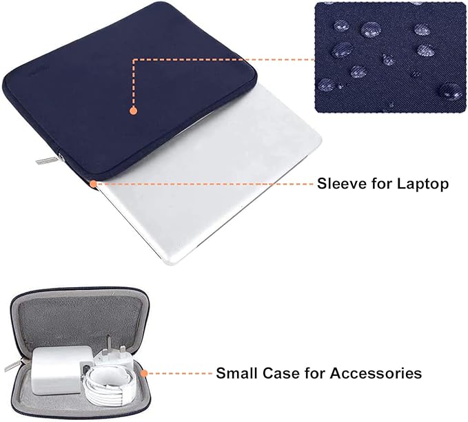 MOSISO Laptop Case 15 inch, 15 inch Laptop Sleeve Bag Compatible with MacBook Air 15 M4 A3241 M3 A3114 M2 A2941 2025 2024 2023, Dell XPS 15, Neoprene Computer Sleeve Bag with Small Case, Navy Blue