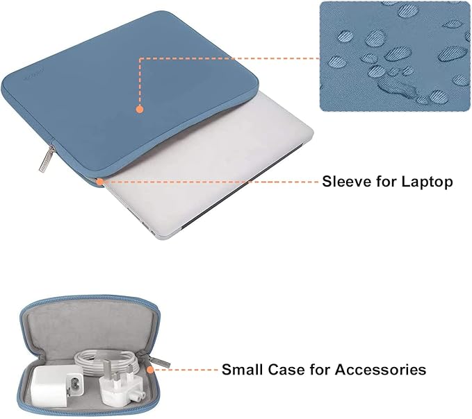MOSISO Laptop Case 13.3 inch, 13-13.3 inch Laptop Sleeve Bag Compatible with MacBook Air/Pro 13 / Pro 14, HP Dell ASUS Lenovo Notebook, Neoprene Computer Sleeve Bag with Small Case, Navy Lime