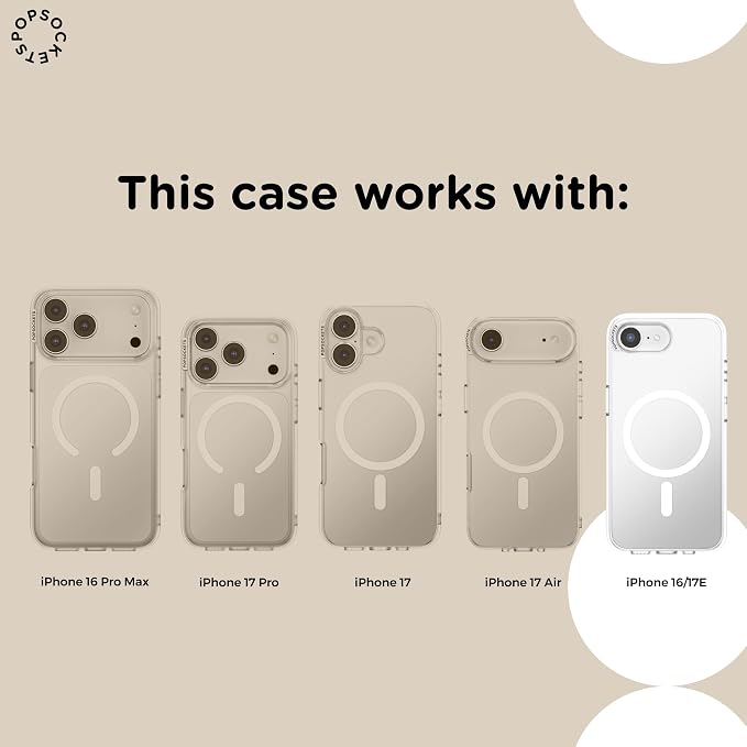 PopSockets iPhone 16/17E Phone Case with MagSafe- Tiny Bows | Magnetic, Wireless Charging, Camera & Drop Protection, Bow, Phone, Women