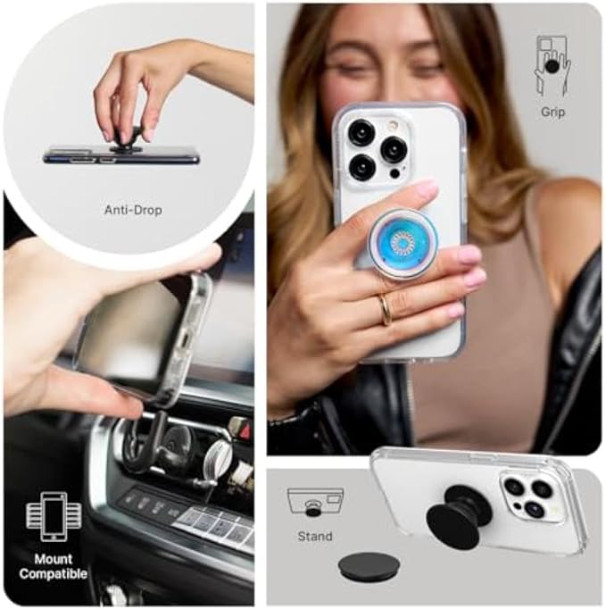 PopSockets iPhone 15 Phone Case with MagSafe, Wireless Charging Compatible, Bookish - Mirror Starfall