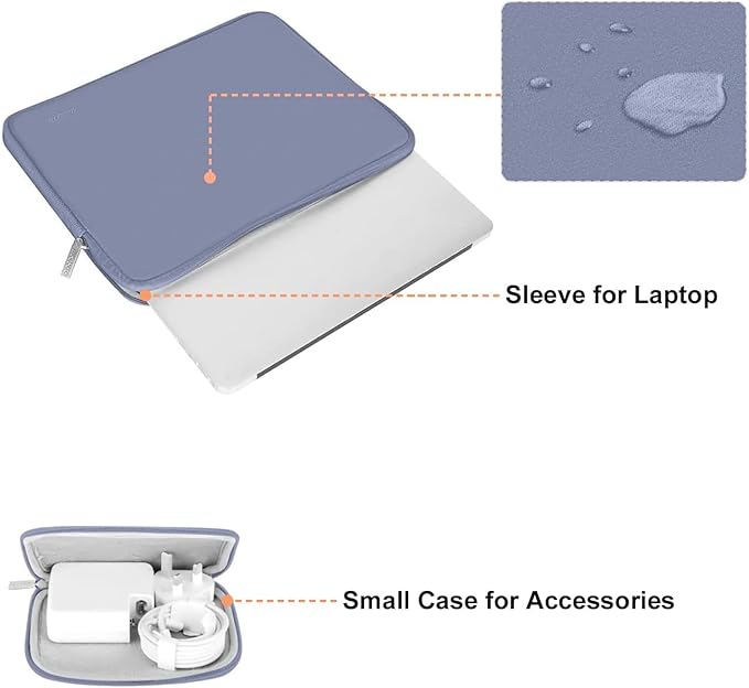 MOSISO Laptop Case 13.3 inch, 13-13.3 inch Laptop Sleeve Bag Compatible with MacBook Air/Pro 13 / Pro 14, HP Dell ASUS Lenovo Notebook, Neoprene Computer Sleeve Bag with Small Case, Lavender Gray