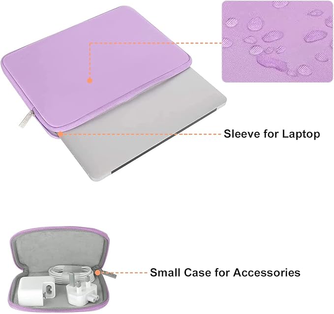 MOSISO Laptop Case 16 inch, 15-15.6 inch Laptop Sleeve Bag Compatible with MacBook Pro 16 inch, HP, Acer, Dell, Lenovo, ASUS Notebook, Neoprene Computer Sleeve Bag with Small Case, Purple