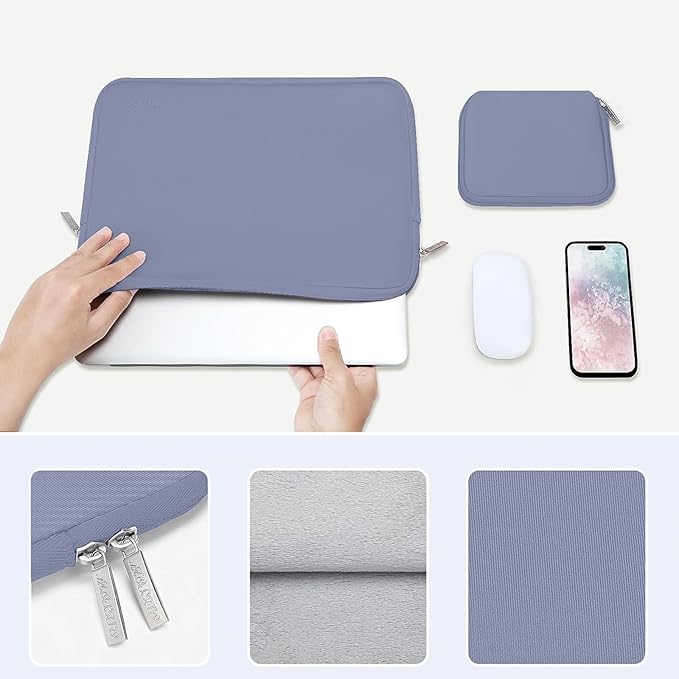 MOSISO Laptop Case 15 inch, 15 inch Laptop Sleeve Bag Compatible with MacBook Air 15 M4 A3241 M3 A3114 M2 A2941 2025 2024 2023, Dell XPS 15, Neoprene Computer Sleeve Bag with Small Case, Lavender Gray