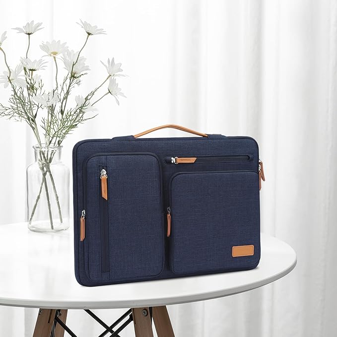 MOSISO 360 Protective Laptop Case 13.3 inch, 13-13.3 inch Laptop Sleeve Compatible with MacBook Air/Pro 13 / Pro 14,HP Dell Acer ASUS,Side Open Carrying Case with 4 Zipper Pockets&Handle, Navy Blue