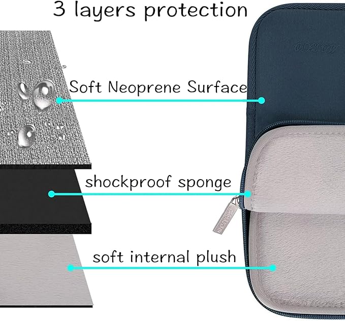 MOSISO Laptop Case 13.3 inch, 13-13.3 inch Laptop Sleeve Bag Compatible with MacBook Air/Pro 13 / Pro 14, HP Dell ASUS Lenovo Notebook, Neoprene Computer Sleeve Bag with Small Case, Haze Blue