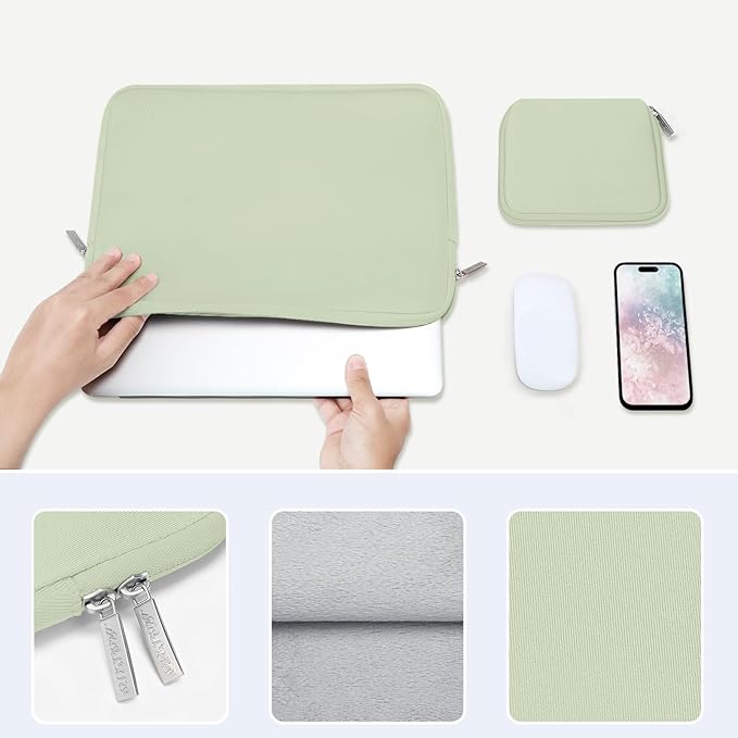 MOSISO Laptop Case 13 inch, 13 inch Laptop Sleeve Bag Compatible with MacBook Air 13 M4 M3 M2 M1 2025-2018 / Pro 13 M2 M1 2025-2016, Neoprene Computer Sleeve Bag with Small Case, Sage Green