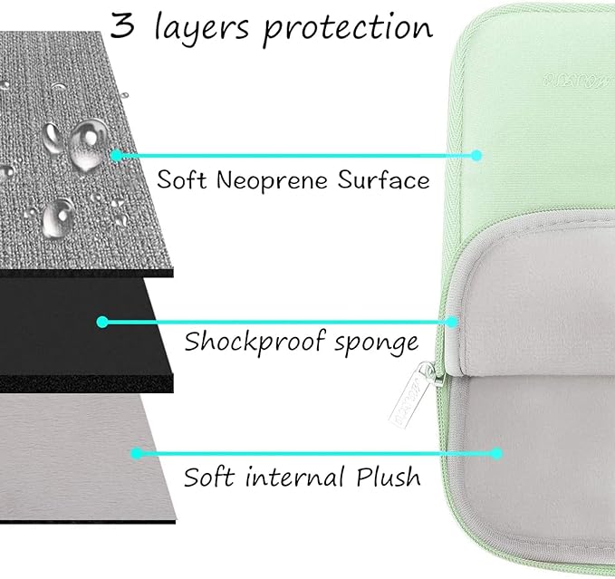 MOSISO Laptop Case 15 inch, 15 inch Laptop Sleeve Bag Compatible with MacBook Air 15 M4 A3241 M3 A3114 M2 A2941 2025 2024 2023, Dell XPS 15, Neoprene Computer Sleeve Bag with Small Case,Honeydew Green