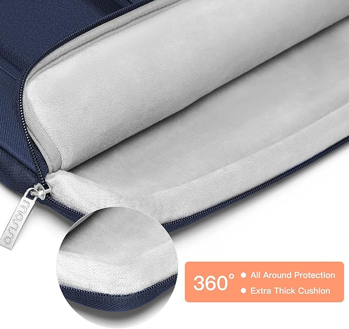 MOSISO 360 Protective Laptop Case 15 inch, Laptop Sleeve Compatible with MacBook Air 15 M4 A3241 M3 A3114 M2 A2941 2025-2023, Dell XPS 15, Side Open Bag with 2 Raised&1 Flapover Pockets, Navy Blue