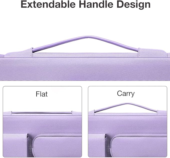 MOSISO 360 Protective Laptop Case 13.3 inch, 13-13.3 inch Laptop Sleeve Compatible with MacBook Air/Pro 13 / Pro 14, HP Dell ASUS Lenovo, Side Open Bag with 2 Raised&1 Flapover Pockets, Purple