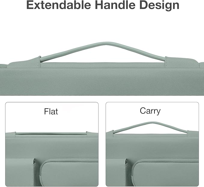 MOSISO 360 Protective Laptop Case 15 inch, Laptop Sleeve Compatible with MacBook Air 15 M4 A3241 M3 A3114 M2 A2941 2025-2023, Dell XPS 15, Side Open Bag with 2 Raised&1 Flapover Pockets, Antique Green