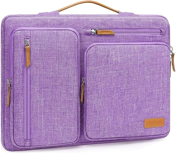 MOSISO 360 Protective Laptop Case 13.3 inch, 13-13.3 inch Laptop Sleeve Compatible with MacBook Air/Pro 13 / Pro 14,HP Dell Acer ASUS,Side Open Carrying Case with 4 Zipper Pockets&Handle, Lilac