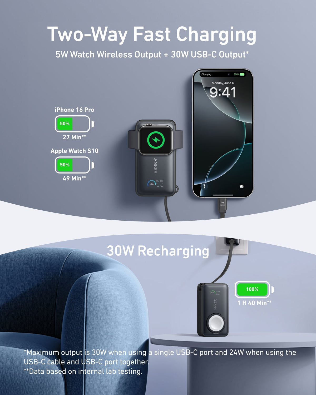 Anker MagGo Power Bank (10K, 35W, For Apple Watch)