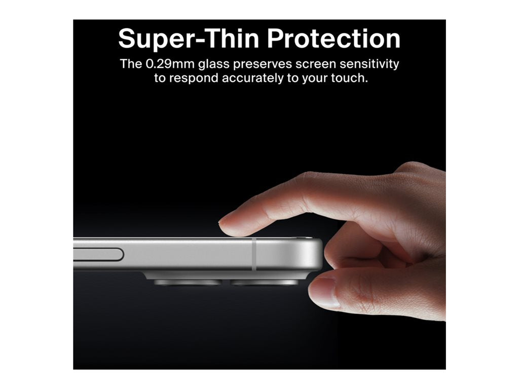 Belkin ScreenForce InvisiGlass - Screen protector for cellular phone - glass - for Apple iPhone 14 Pro, 15, 16 OVA171FQ