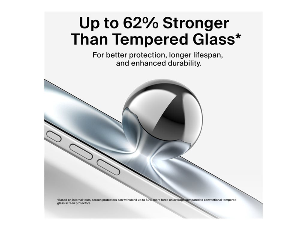Belkin ScreenForce InvisiGlass - Screen protector for cellular phone - glass - for Apple iPhone 14 Pro, 15, 16 OVA171FQ
