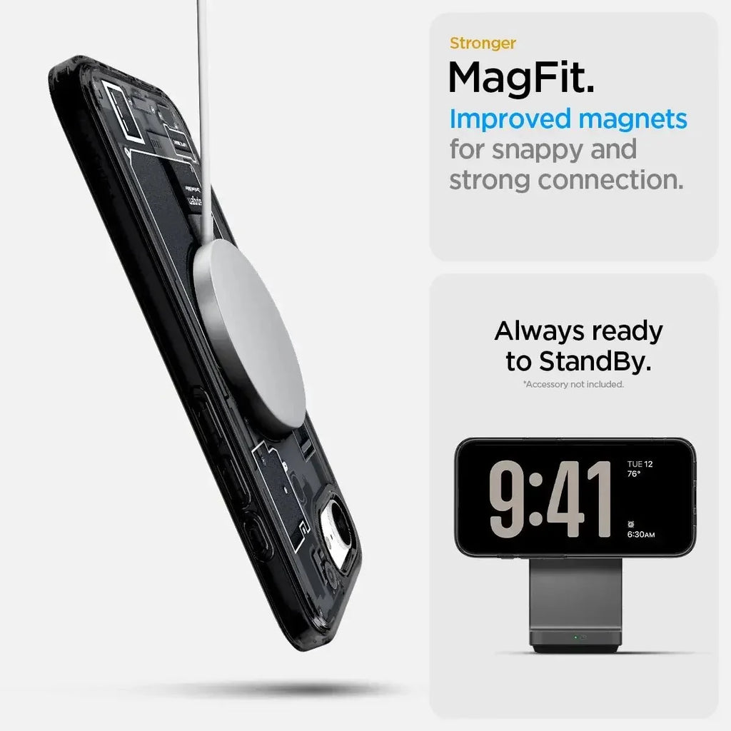 Spigen Ultra Hybrid MagFit Zero One MagSafe Case for iPhone 16e (2025) – Futuristic Transparent Tech Design